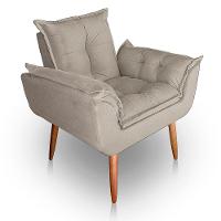 Kit 02 Poltrona Para Sala E Quarto Decorativa Opala Suede Cor Bege - 3