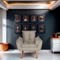 Kit 02 Poltrona Para Sala E Quarto Decorativa Opala Suede Cor Bege