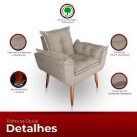 Kit 02 Poltrona Para Sala E Quarto Decorativa Opala Suede Cor Bege - 6