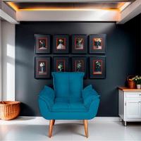 Kit 02 Poltrona Para Sala E Quarto Decorativa Opala Suede Cor Azul Turquesa