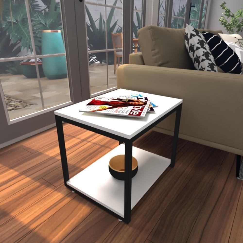 Mesa Lateral Branca Aparador De Sofa Sala Mesa Lateral Cama - 1