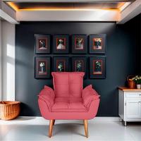 Kit 02 Poltrona Para Sala E Quarto Decorativa Opala Suede Cor Rosa