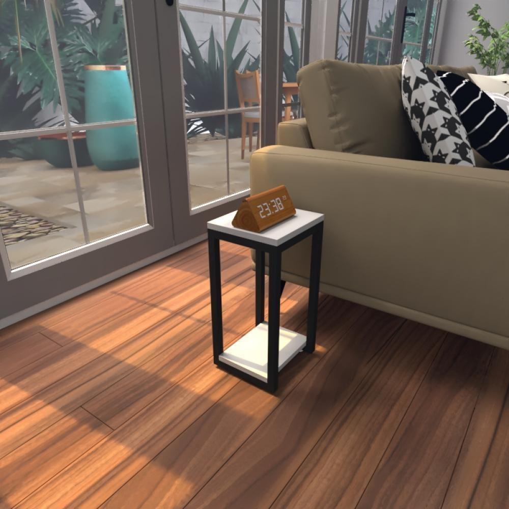 Mesa Lateral Cinza Aparador De Sofa Sala Mesa Lateral Cama - 1