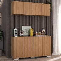 Conjunto Cantinho Do Café Armário E Aparador 4 Portas Multimóveis Mp1085 Rustic/branco Rustic/branco - 5