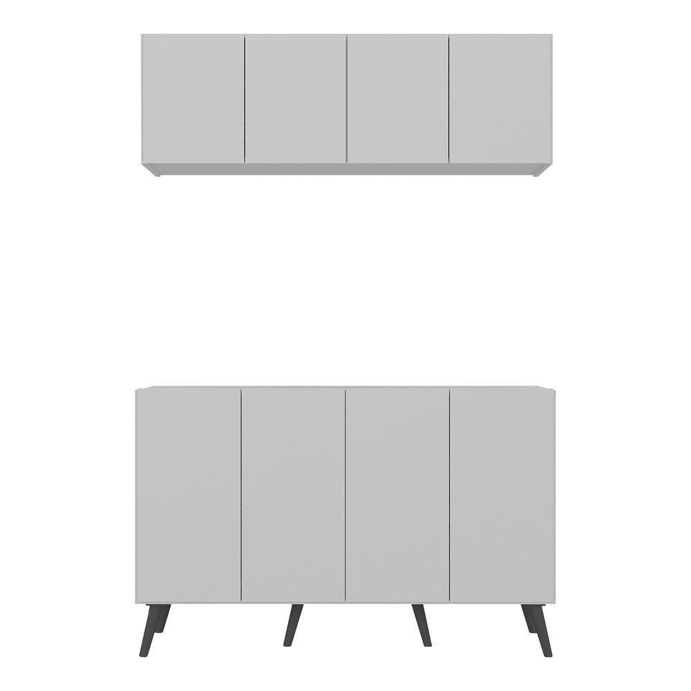 Conjunto Cantinho Do Café Retrô Armário E Aparador 4 Portas Multimóveis Mp1084 Branco/preto - 4