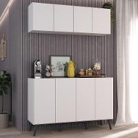 Conjunto Cantinho Do Café Retrô Armário E Aparador 4 Portas Multimóveis Mp1084 Branco/preto - 3