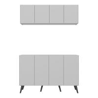 Conjunto Cantinho Do Café Retrô Armário E Aparador 4 Portas Multimóveis Mp1084 Branco/preto - 4