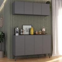 Conjunto Cantinho Do Café Retrô Armário E Aparador 4 Portas Multimóveis Mp1084 Grafite/preto - 2