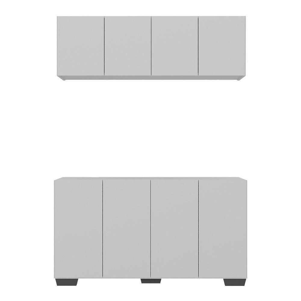 Conjunto Cantinho Do Café Armário E Aparador 4 Portas Multimóveis Mp1085 Branco/preto Branco/preto - 3