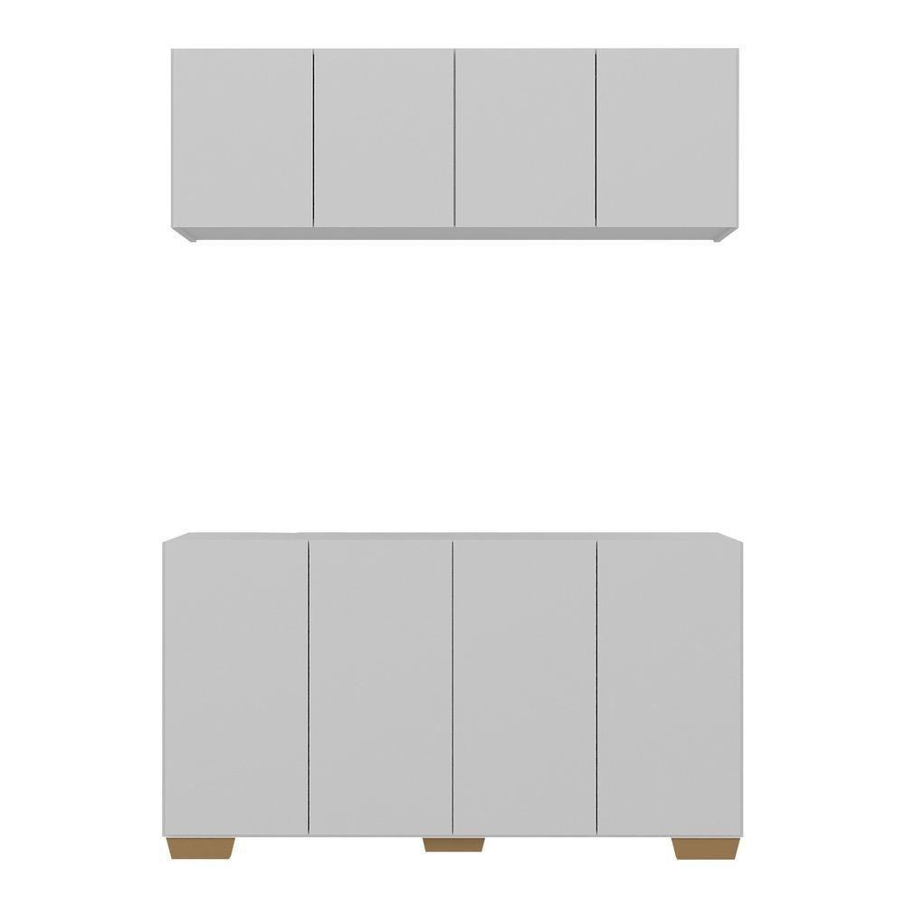 Conjunto Cantinho Do Café Armário E Aparador 4 Portas Multimóveis Mp1085 Branco/natural - 4