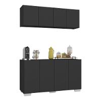Conjunto Cantinho Do Café Armário E Aparador 4 Portas Multimóveis Mp1085 Preto/branco - 1