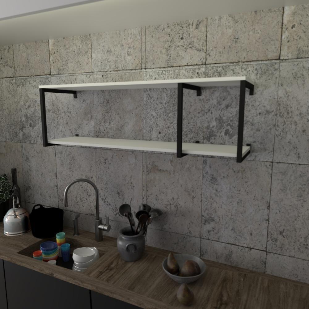 Prateleira Industrial Suspensa Estante Parede Nicho Branco Cozinha Escritorio Sala Quarto Infantil - 1