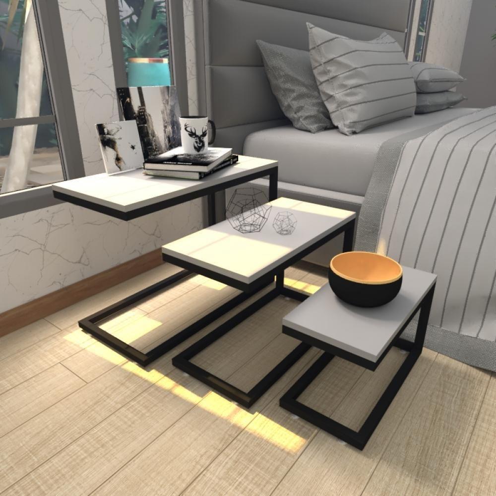 Mesa De Cabeceira Industrial Cinza Mdf Canto Quarto Mesas De Cabeceira Mesinha Cabeçeira Cabiceira - 1