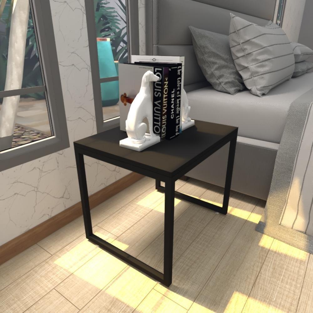 Mesa De Cabeceira Industrial Preta Mdf Canto Quarto Mesas De Cabeceira Mesinha Cabeçeira Cabiceira - 1