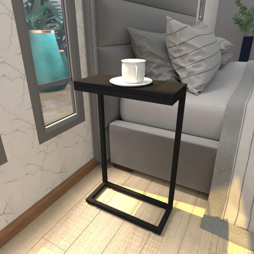 Mesa De Cabeceira Industrial Preta Mdf Canto Quarto Mesas De Cabeceira Mesinha Cabeçeira Cabiceira - 1