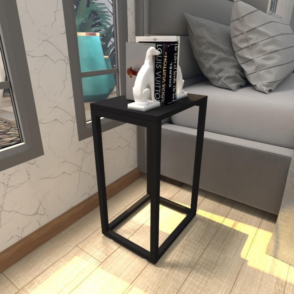 Mesa De Cabeceira Industrial Preta Mdf Canto Quarto Mesas De Cabeceira Mesinha Cabeçeira Cabiceira - 1