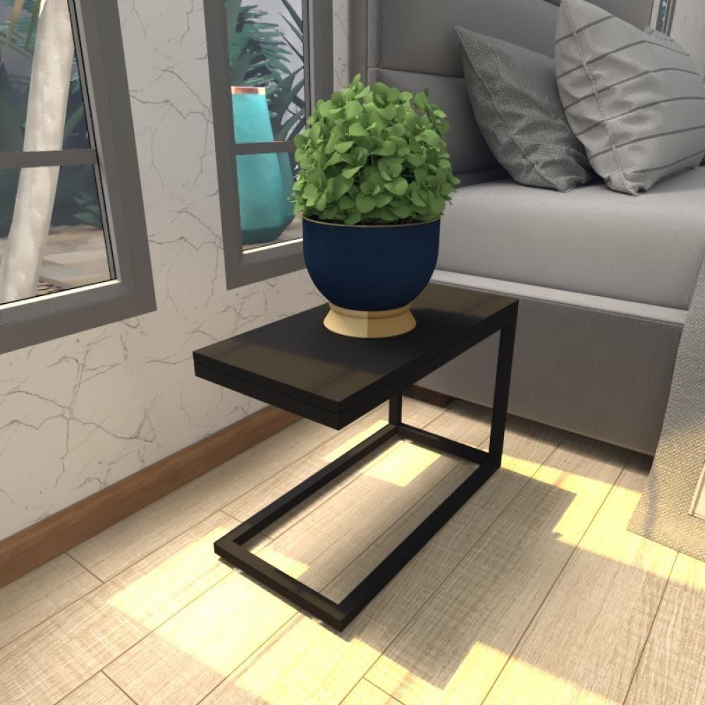 Mesa De Cabeceira Industrial Preta Mdf Canto Quarto Mesas De Cabeceira Mesinha Cabeçeira Cabiceira - 1