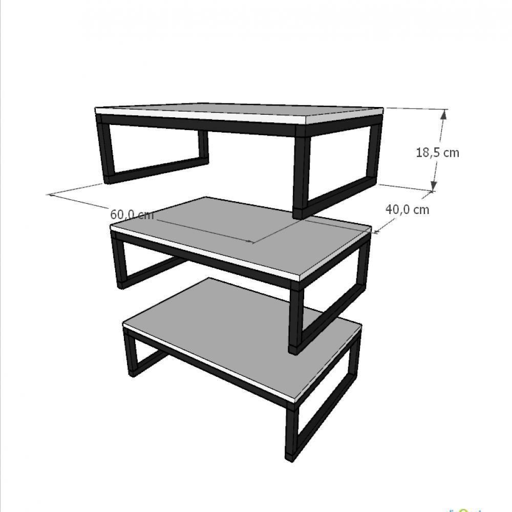 Kit Com 3 Prateleira Industrial Suspensa Parede Nicho Cinza Cozinha Escritorio Sala Quarto Infantil - 3