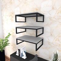 Kit Com 3 Prateleira Industrial Suspensa Parede Nicho Cinza Cozinha Escritorio Sala Quarto Infantil - 1