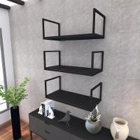 Kit Com 3 Prateleira Industrial Suspensa Parede Nicho Preta Cozinha Escritorio Sala Quarto Infantil - 1