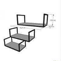 Kit Com 3 Prateleira Industrial Suspensa Parede Nicho Preta Cozinha Escritorio Sala Quarto Infantil - 3