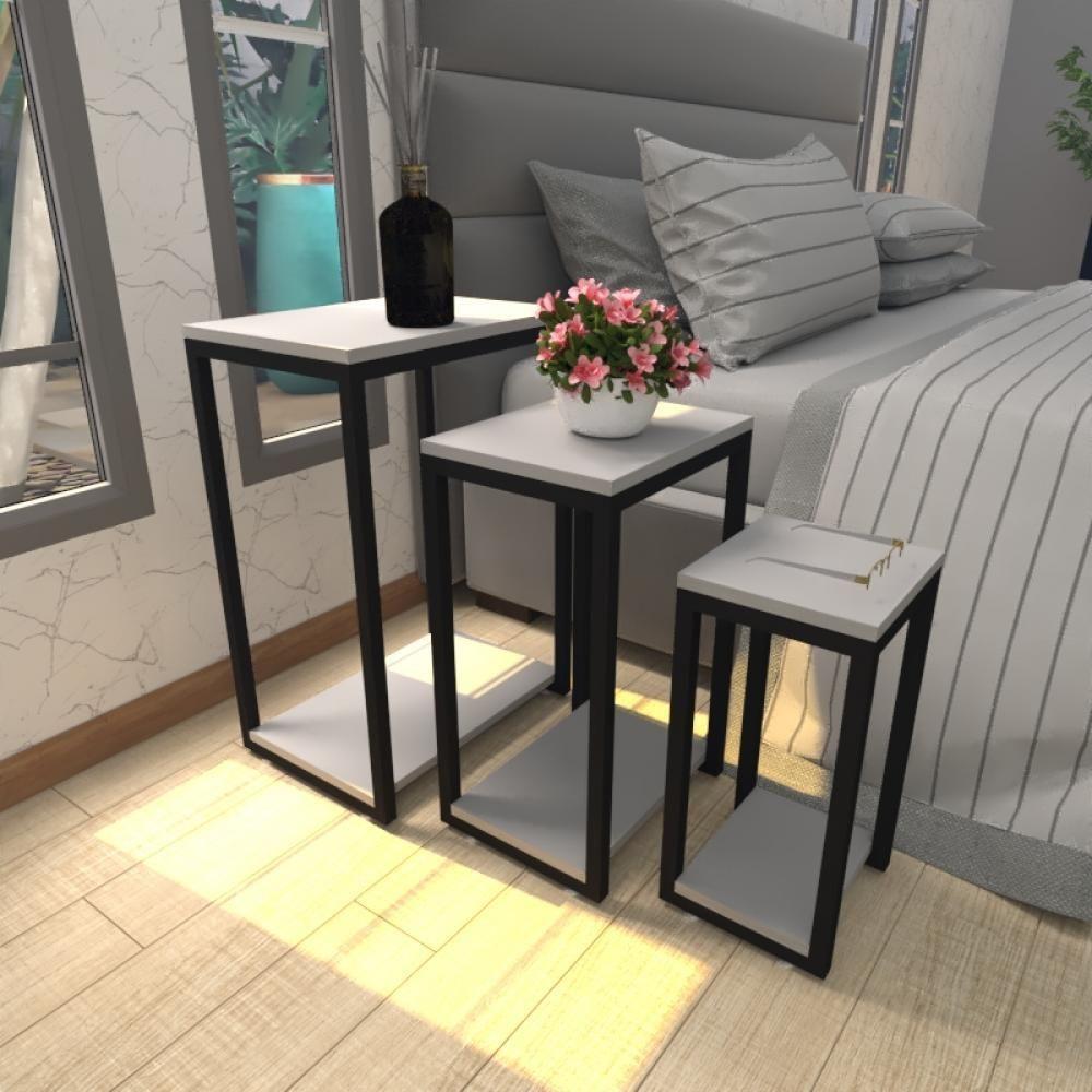 Mesa De Cabeceira Industrial Cinza Mdf Canto Quarto Mesas De Cabeceira Mesinha Cabeçeira Cabiceira - 1