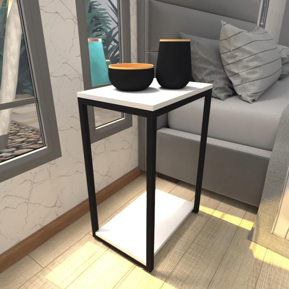 Mesa De Cabeceira Industrial Branca Off White Canto Quarto Cabeceira Mesinha Cabeçeira Cabiceira - 1