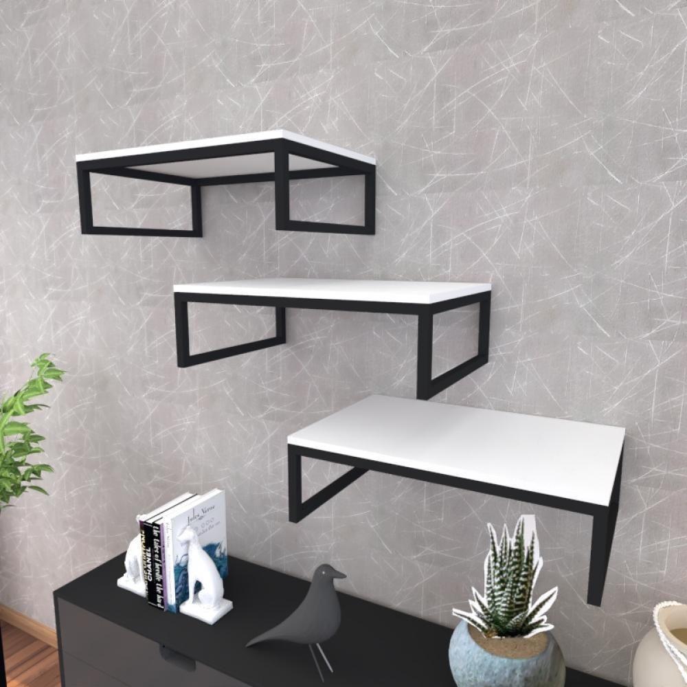 Kit Com 3 Prateleira Industrial Estante Parede Nicho Branco Cozinha Escritorio Sala Quarto Infantil - 1