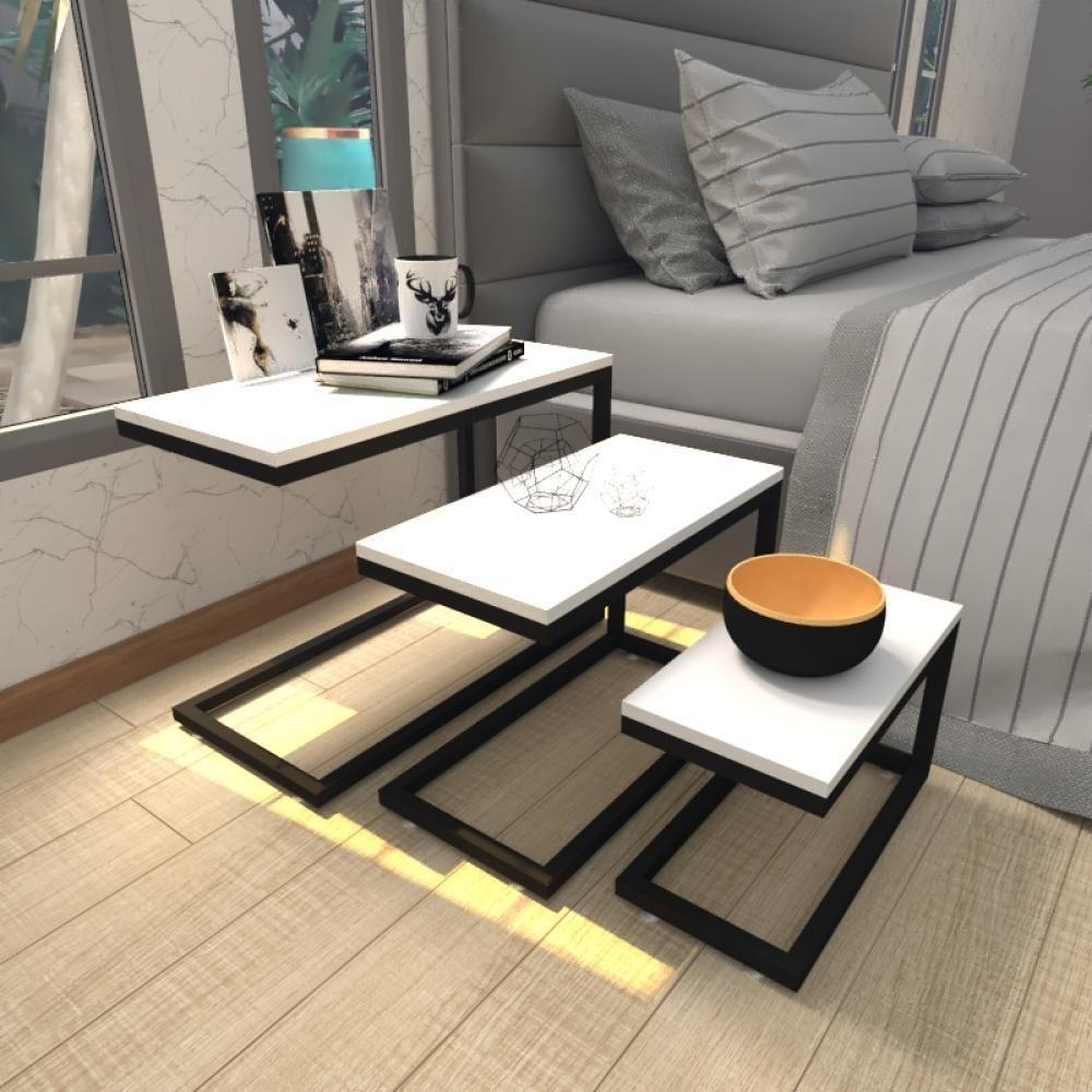 Mesa De Cabeceira Industrial Branca Off White Canto Quarto Cabeceira Mesinha Cabeçeira Cabiceira - 1