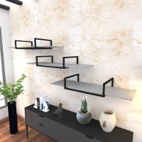Kit Com 3 Prateleira Industrial Suspensa Parede Nicho Cinza Cozinha Escritorio Sala Quarto Infantil - 1
