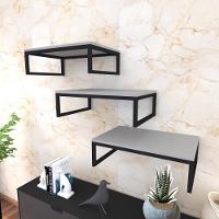 Kit Com 3 Prateleira Industrial Suspensa Parede Nicho Cinza Cozinha Escritorio Sala Quarto Infantil - 1