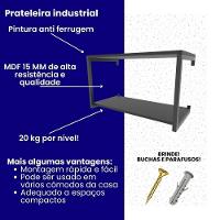 Prateleira Industrial Suspensa Estante Parede Nicho Preto Ferro E Madeira Suporte Pratileira - 2