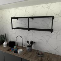 Prateleira Industrial Suspensa Estante Parede Nicho Preto Ferro E Madeira Suporte Pratileira - 1