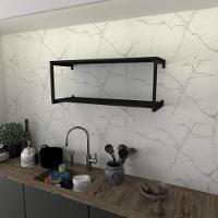 Prateleira Industrial Suspensa Estante Parede Nicho Preto Ferro E Madeira Suporte Pratileira - 1