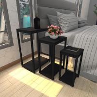 Mesa De Cabeceira Industrial Preta Mdf Canto Quarto Mesas De Cabeceira Mesinha Cabeçeira Cabiceira - 1