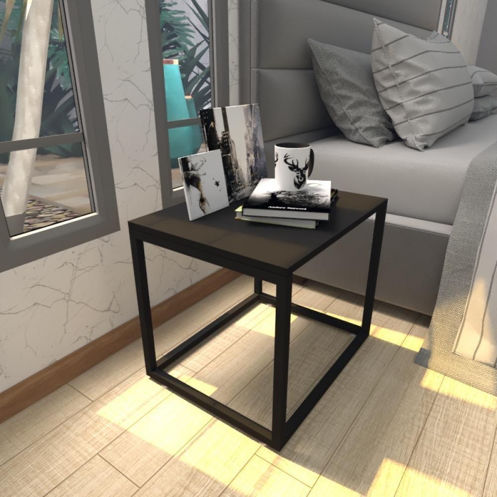 Mesa De Cabeceira Industrial Preta Mdf Canto Quarto Mesas De Cabeceira Mesinha Cabeçeira Cabiceira - 1