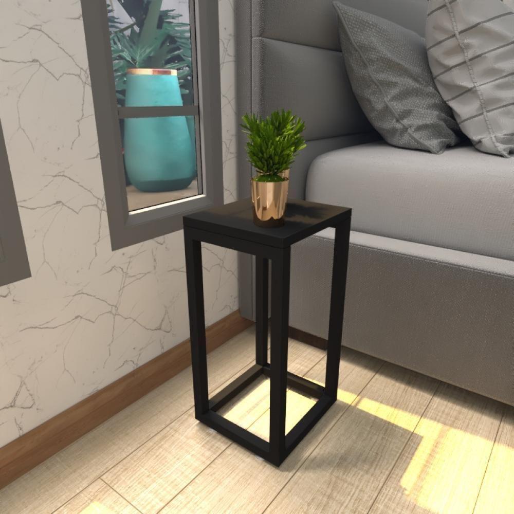 Mesa De Cabeceira Industrial Preta Mdf Canto Quarto Mesas De Cabeceira Mesinha Cabeçeira Cabiceira - 1