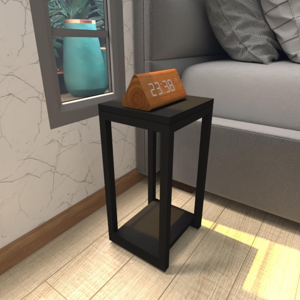 Mesa De Cabeceira Industrial Preta Mdf Canto Quarto Mesas De Cabeceira Mesinha Cabeçeira Cabiceira - 1