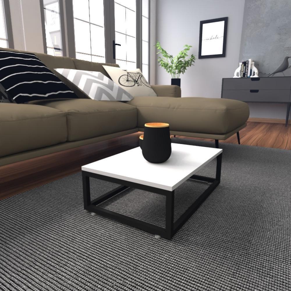 Mesa De Centro Sala Industrial Branca Quadrada Retangular Mesinha De Centro Sala Madeira - 1