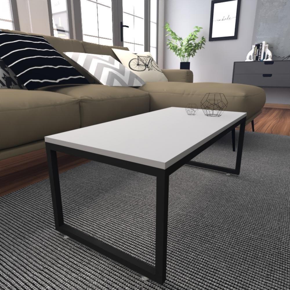 Mesa De Centro Sala Industrial Cinza Quadrada Retangular Mesinha De Centro Sala Madeira - 1