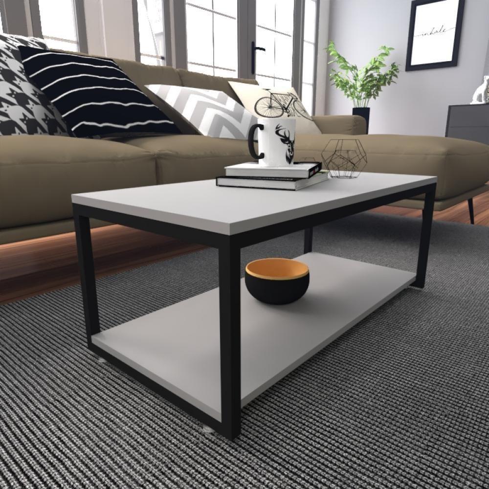 Mesa De Centro Sala Industrial Cinza Quadrada Retangular Mesinha De Centro Sala Madeira - 1