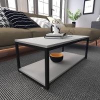 Mesa De Centro Sala Industrial Cinza Quadrada Retangular Mesinha De Centro Sala Madeira - 1