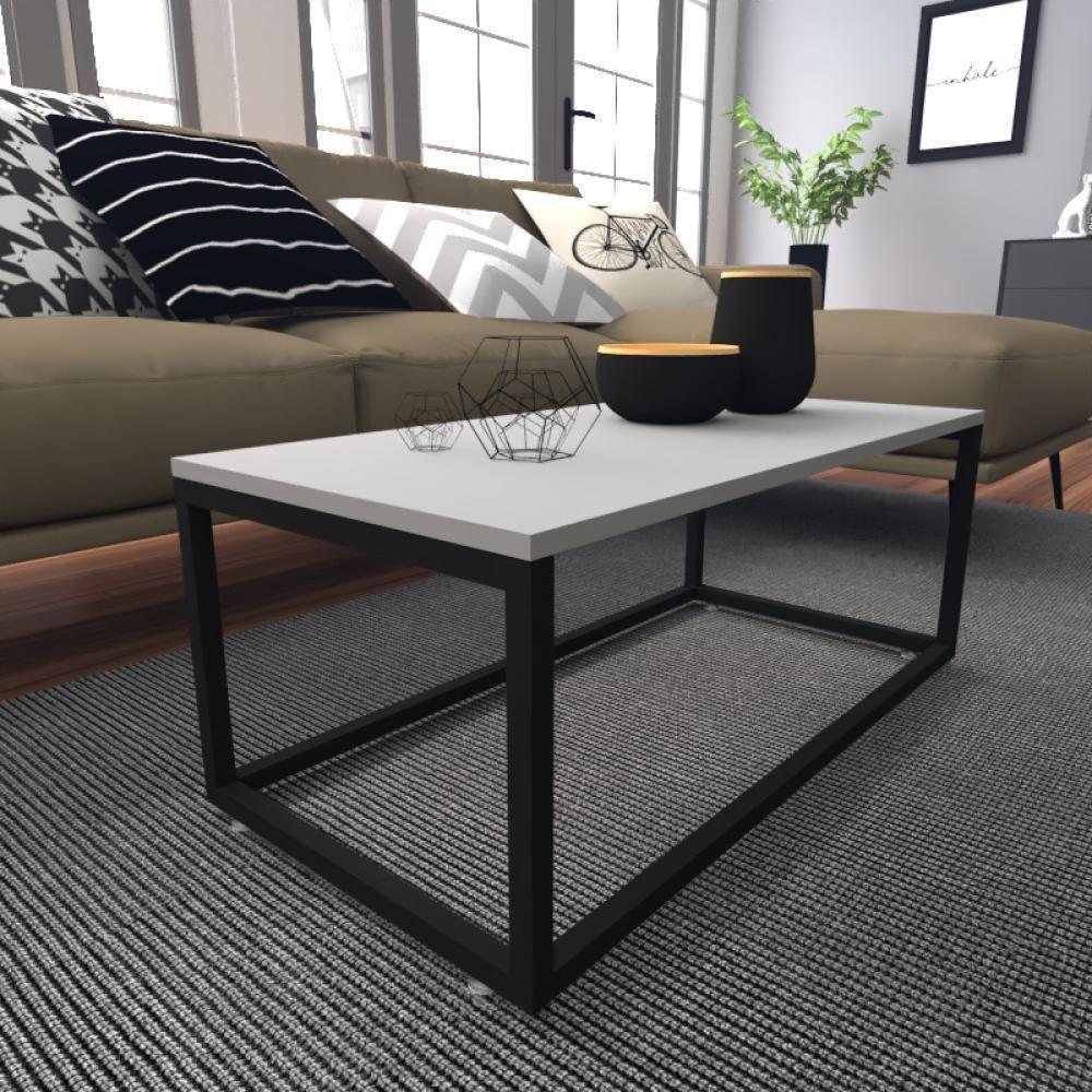 Mesa De Centro Sala Industrial Cinza Quadrada Retangular Mesinha De Centro Sala Madeira - 1