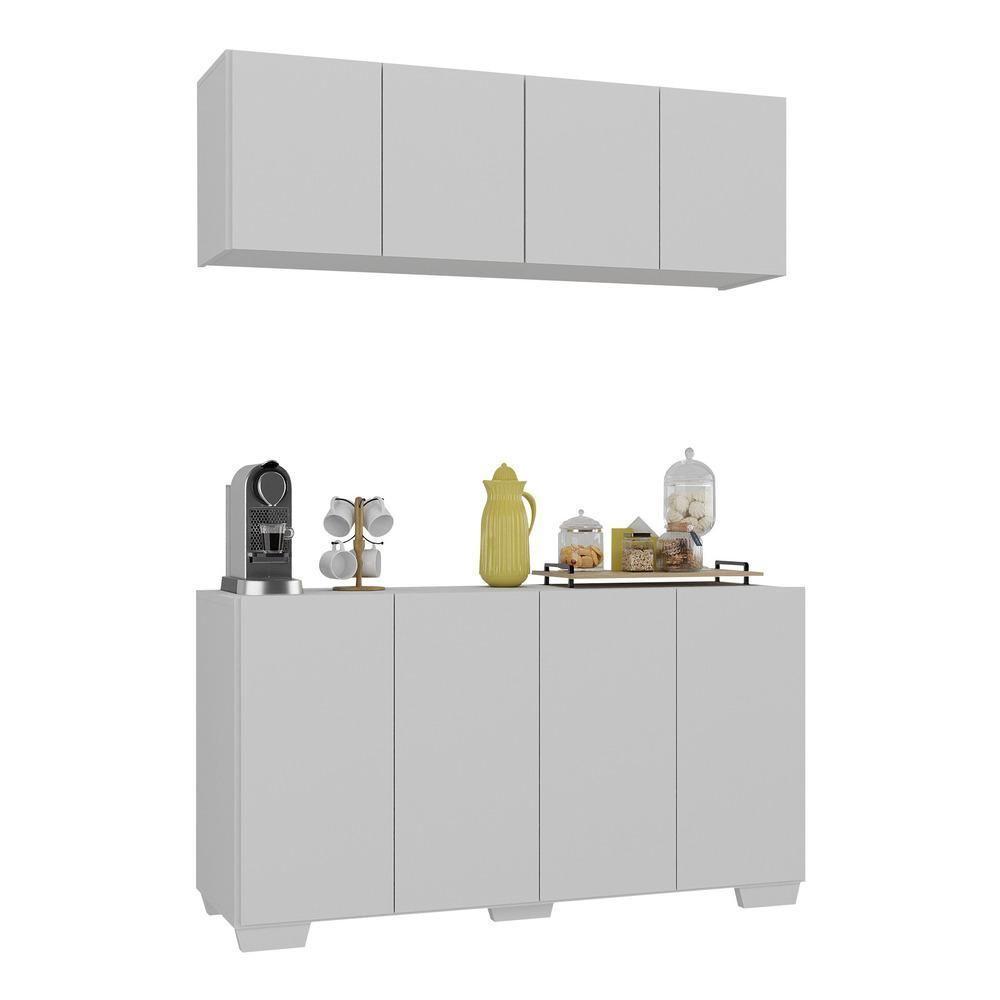 Conjunto Cantinho Do Café Armário E Aparador 4 Portas Multimóveis Mp1085 Branco Branco - 1