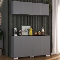 Conjunto Cantinho Do Café Armário E Aparador 4 Portas Multimóveis Mp1085 Grafite/branco