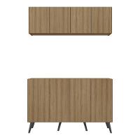 Conjunto Cantinho Do Café Retrô Armário E Aparador 4 Portas Multimóveis Mp1084 Rustic/preto - 5