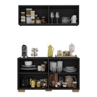 Conjunto Cantinho Do Café Armário E Aparador 4 Portas Multimóveis Mp1085 Preto/natural - 3