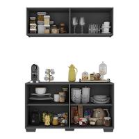 Conjunto Cantinho Do Café Armário E Aparador 4 Portas Multimóveis Mp1085 Grafite/preto - 5