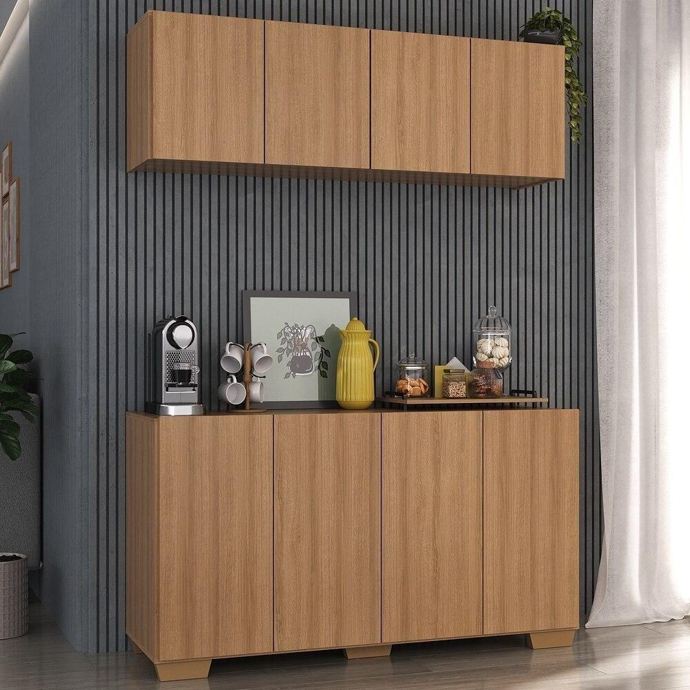 Conjunto Cantinho Do Café Armário E Aparador 4 Portas Multimóveis Mp1085 Rustic/natural - 3