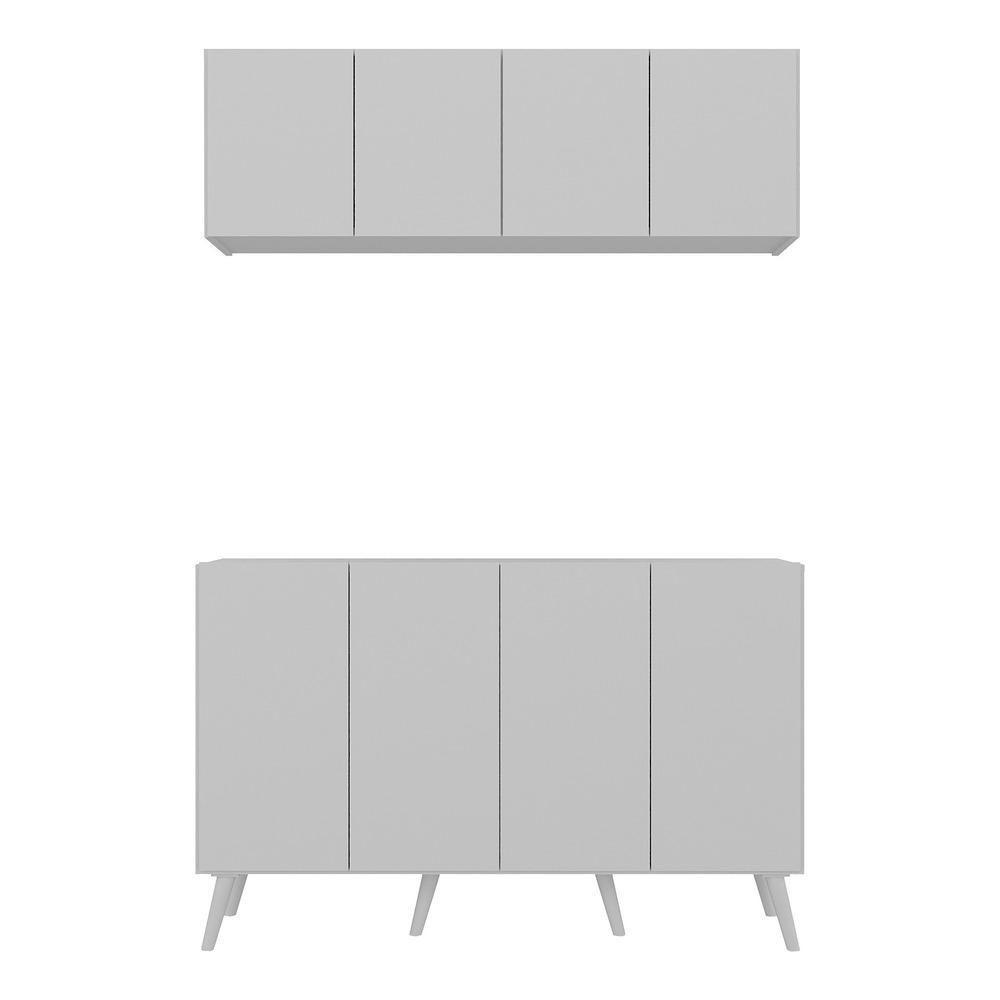 Conjunto Cantinho Do Café Retrô Armário E Aparador 4 Portas Multimóveis Mp1084 Branco Branco - 3